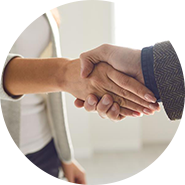 close-up of a man and a woman shaking hands