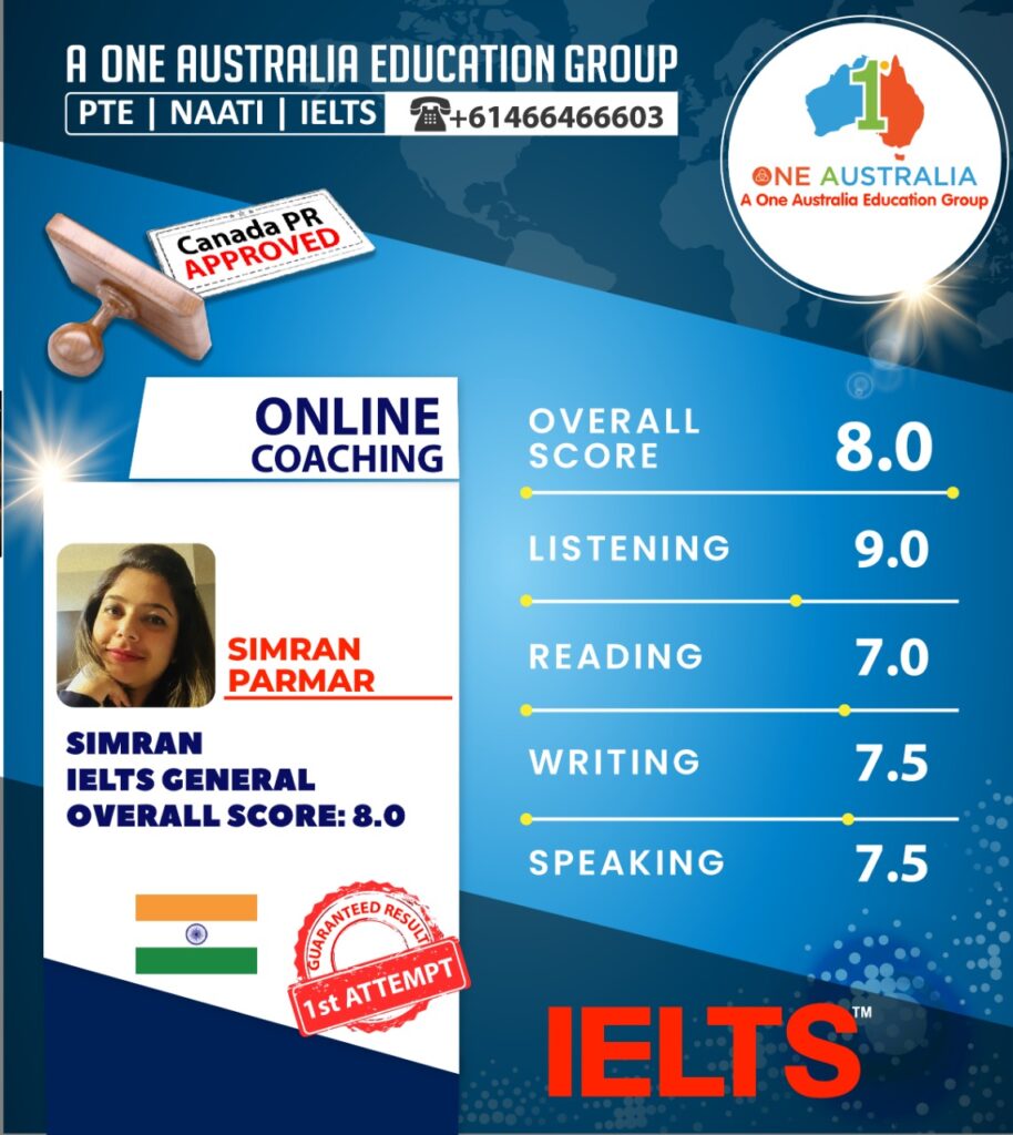IELTS scorecard: Simran Parmar achieves overall band 8.0.