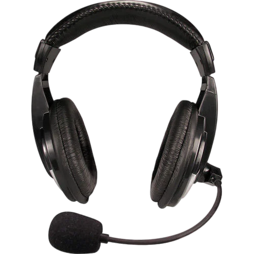 a black headphones with a microphone