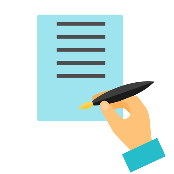 a hand holding a pen over a piece of paper